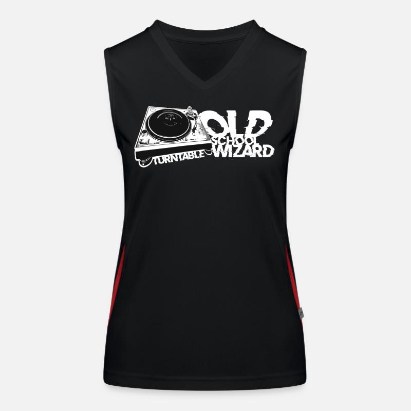 Turntable DJ Old School Wizard - Women's Functional Contrast Tank Top - black/red