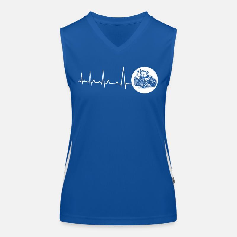 Herzschlag mit Kreis Traktor weiss Funktionelles Kontrast-Tank Top für Frauen