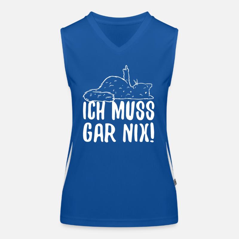 Stinkefinger Mittelfinger Ich Muss Gar Nix Katze Funktionelles Kontrast-Tank Top für Frauen