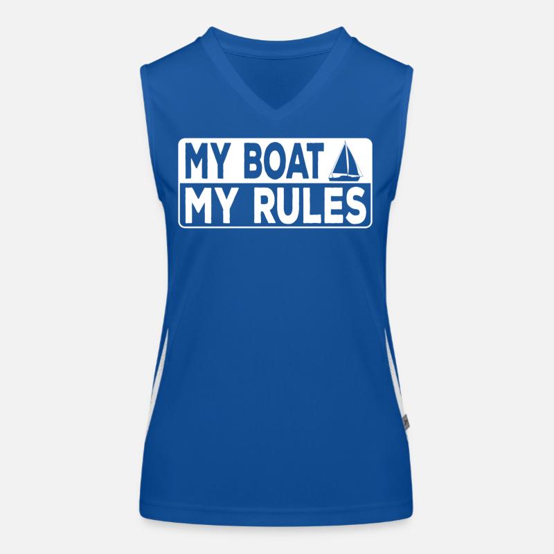 My Boat My Rules Captain's Saying Sailboat Women's Functional Contrast Tank Top