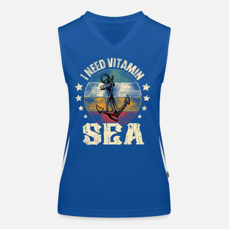 Sailing Motorboat Sailor Ship Captain Anchor Women's Functional Contrast Tank Top