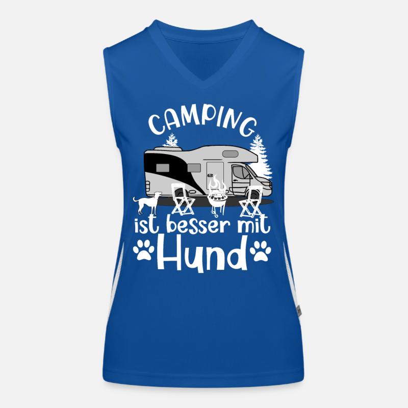 Camping ist besser mir Hund Funktionelles Kontrast-Tank Top für Frauen