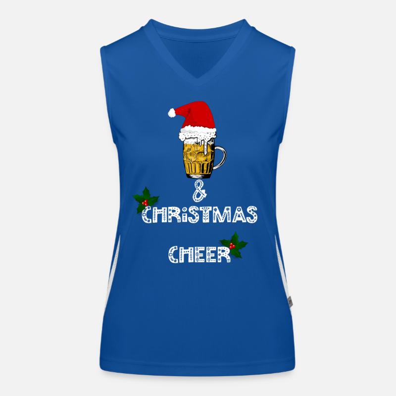 Santa Beer Mug Christmas Cheer Women's Functional Contrast Tank Top