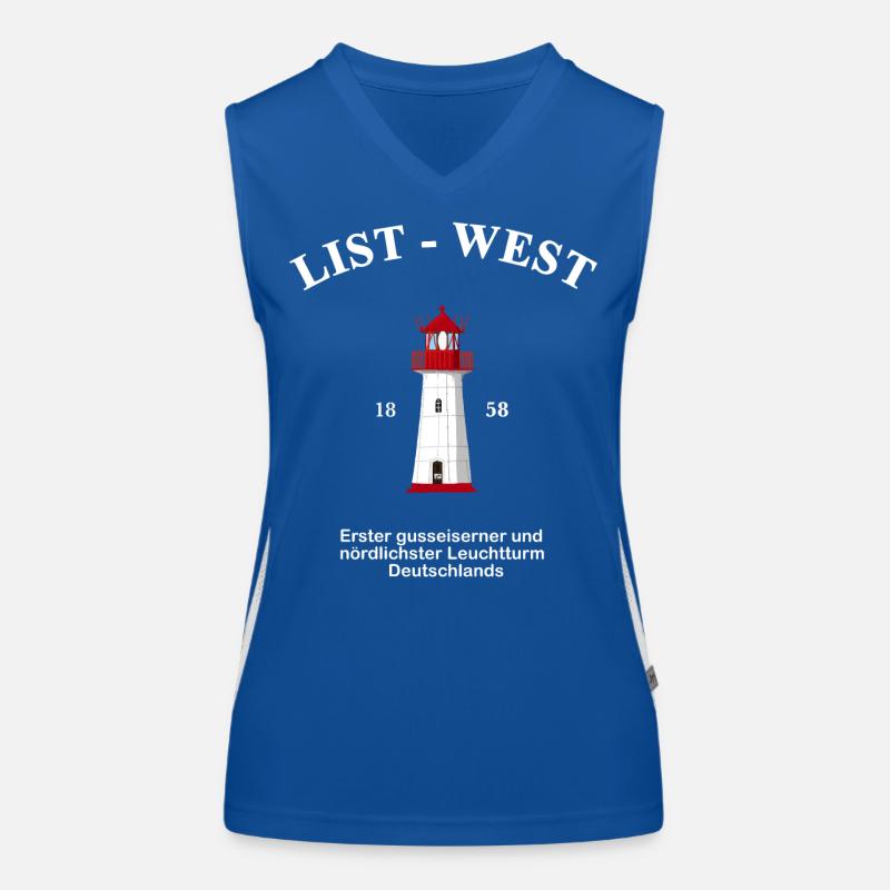Lighthouse List-West, drawing with information Women's Functional Contrast Tank Top