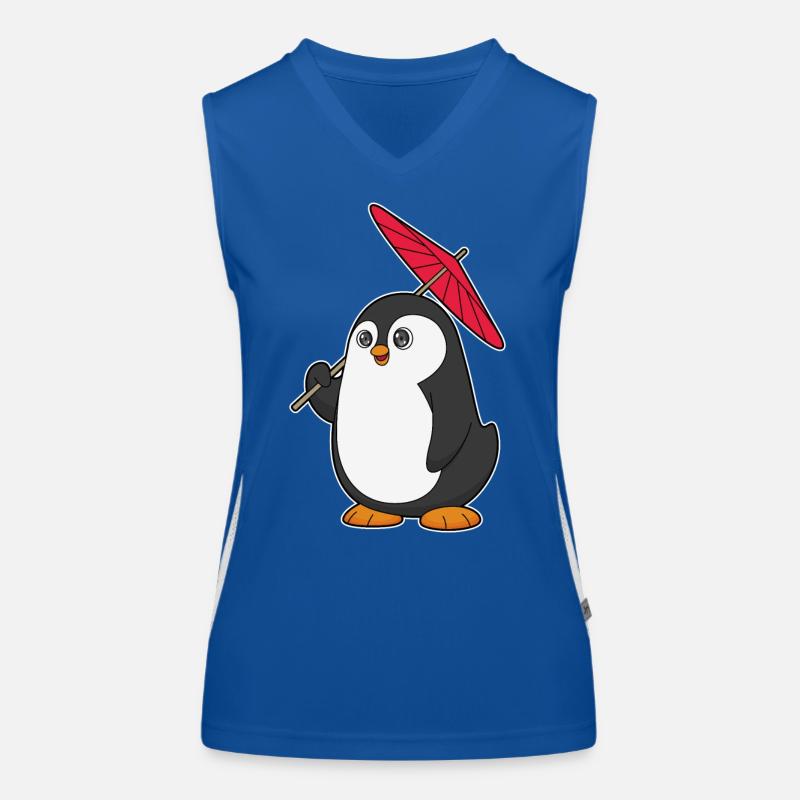 Pinguin Regenschirm Funktionelles Kontrast-Tank Top für Frauen
