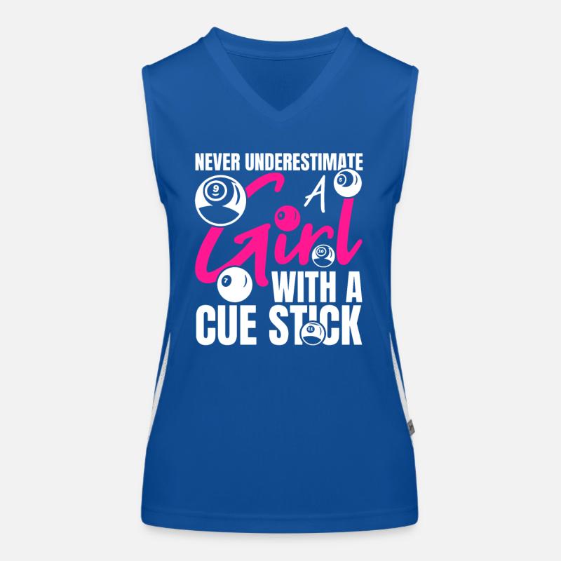 Mädchen mit Billardqueue Funktionelles Kontrast-Tank Top für Frauen