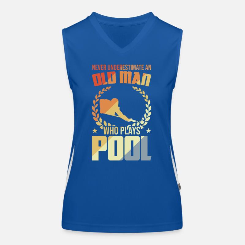 Alten Mann der Poolbillard spielt Funktionelles Kontrast-Tank Top für Frauen