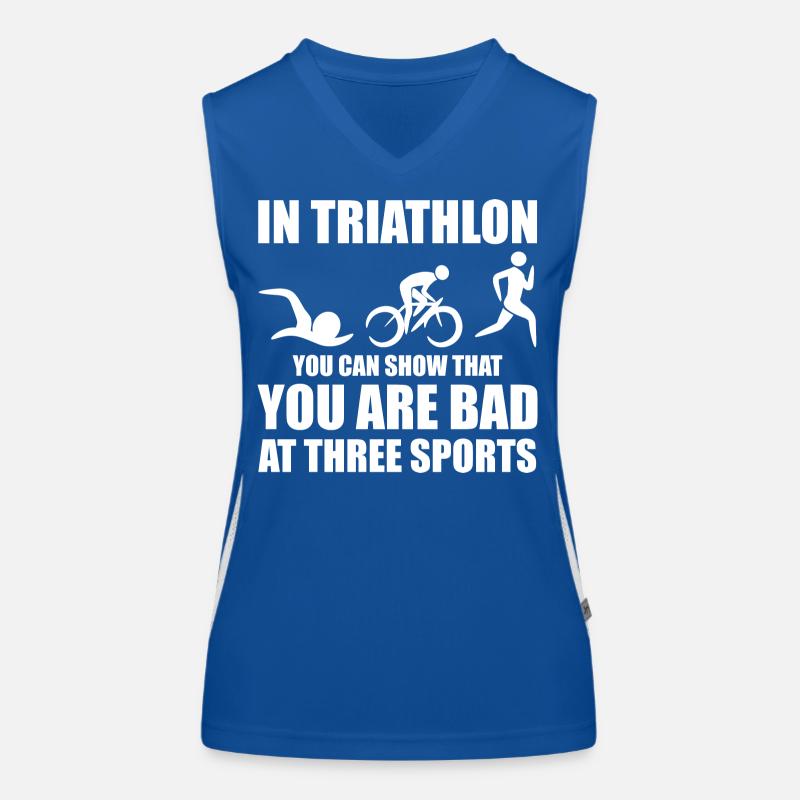 Witziger Triathleten Spruch Funktionelles Kontrast-Tank Top für Frauen