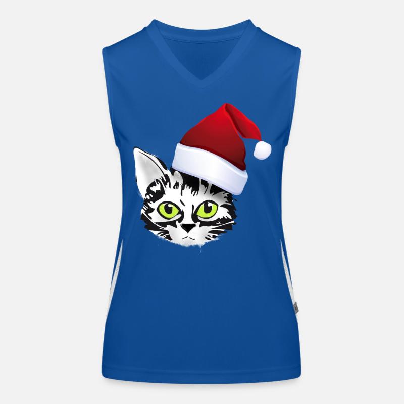 chat noël noël père noël chat mignon mignon lol Débardeur respirant contrasté Femme