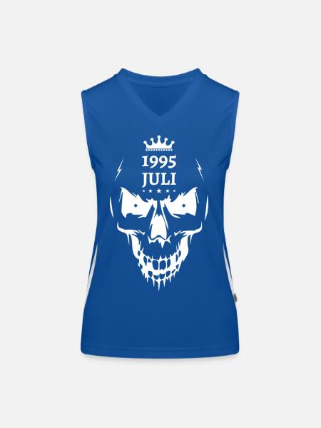 Juli 1995 Totenkopf - Funktionelles Kontrast-Tank Top für Frauen - Royal/Weiß - Vorne