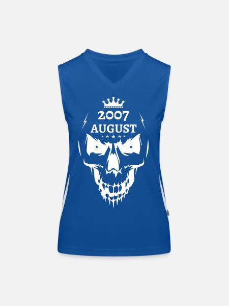 August 2007 Totenkopf - Funktionelles Kontrast-Tank Top für Frauen - Royal/Weiß - Vorne
