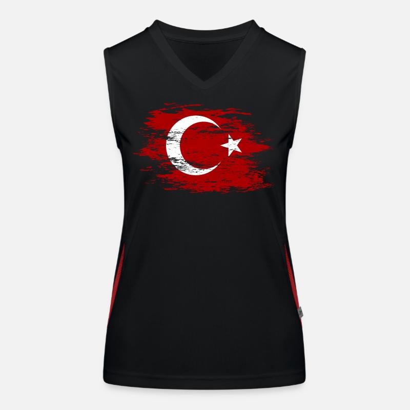 Turkey flag used Women's Functional Contrast Tank Top