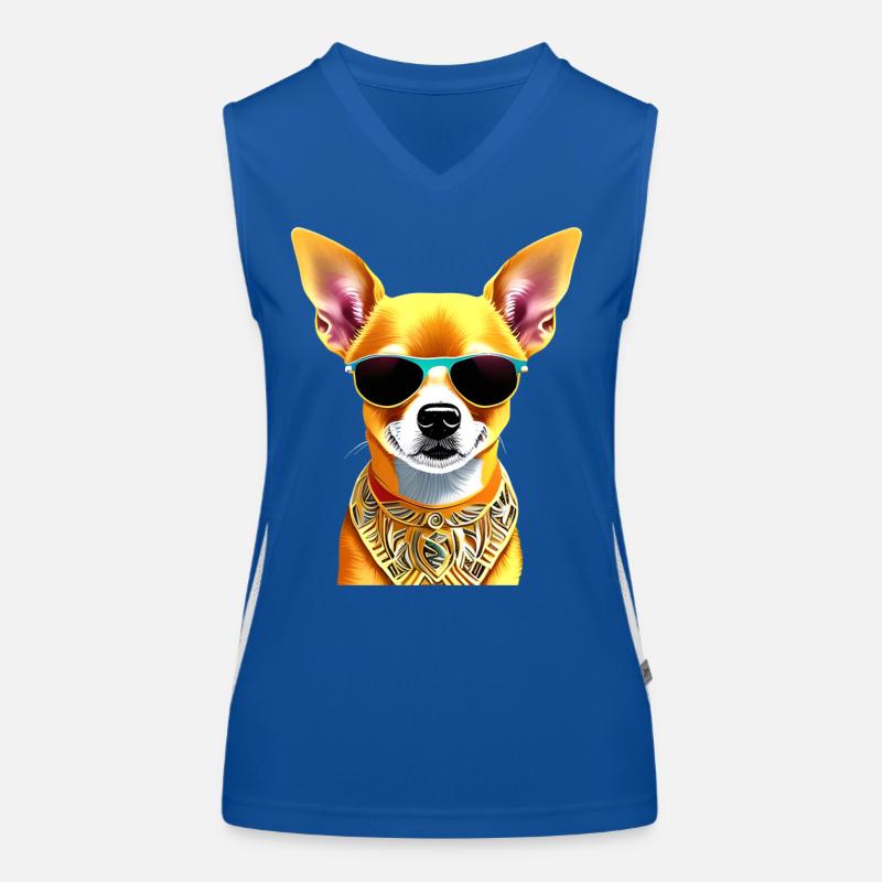 Bunter Chihuahua mit Sonnenbrille Funktionelles Kontrast-Tank Top für Frauen