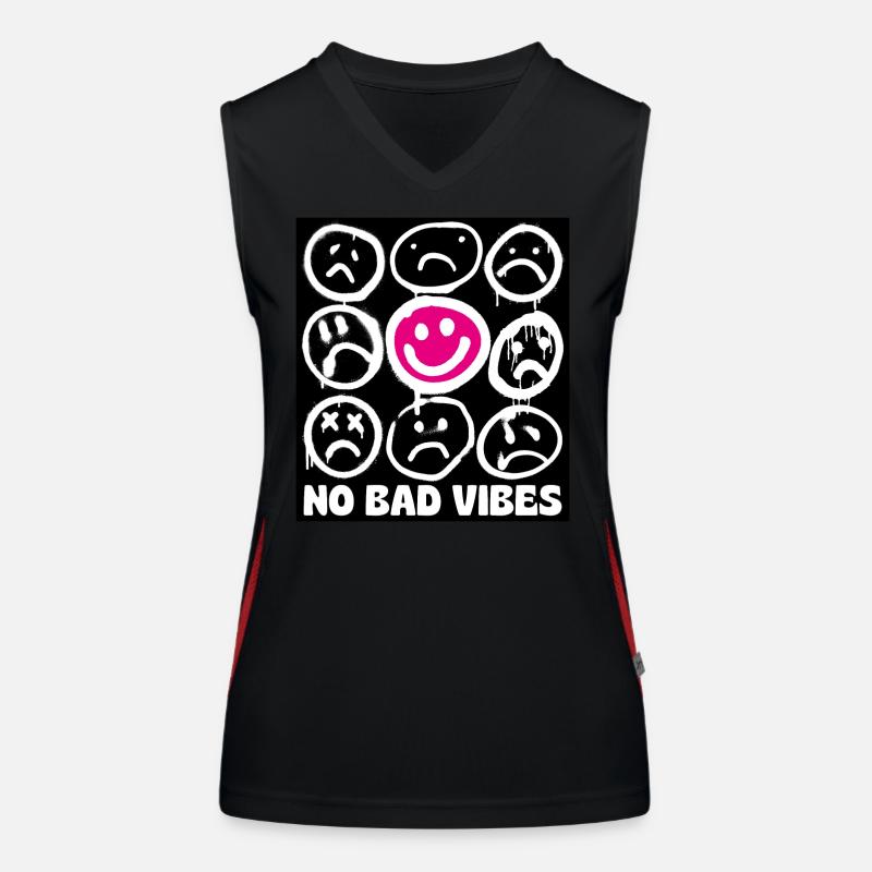 Lächelnde Graffiti Keine schlechte Stimmung Funktionelles Kontrast-Tank Top für Frauen