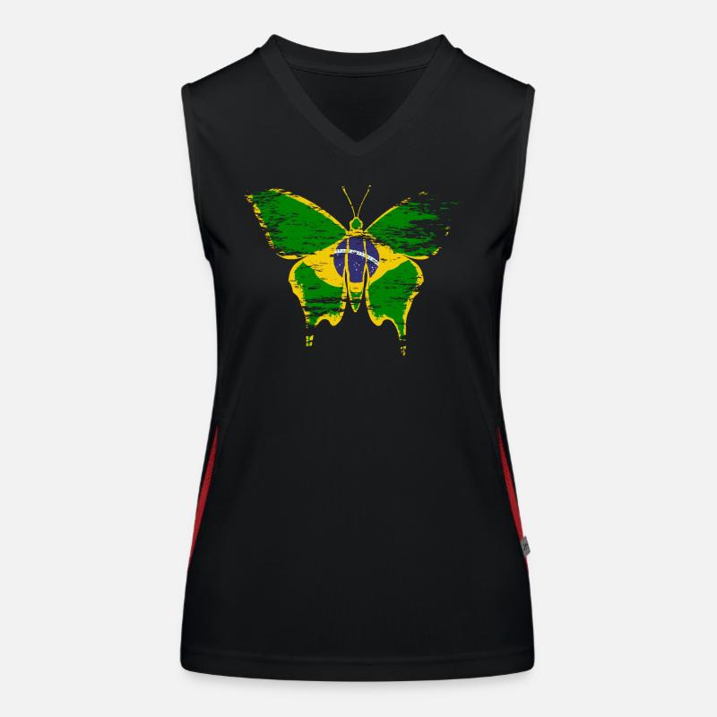 Drapeau du Brésil papillon utilisé Débardeur respirant contrasté Femme