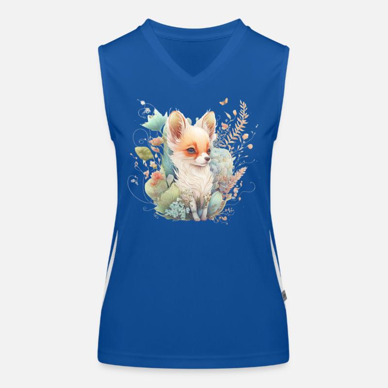 Renard Aquarelle Fleurs Débardeur respirant contrasté Femme