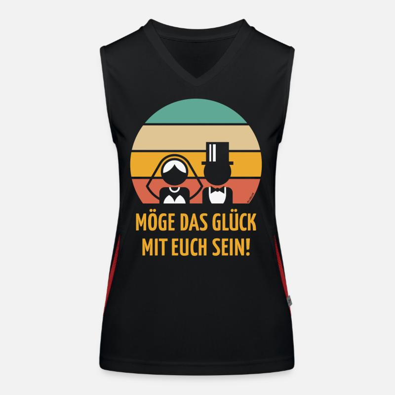 Glück Mit Euch (Brautpaar Köpfe / Sunset / 5C/V1) Funktionelles Kontrast-Tank Top für Frauen