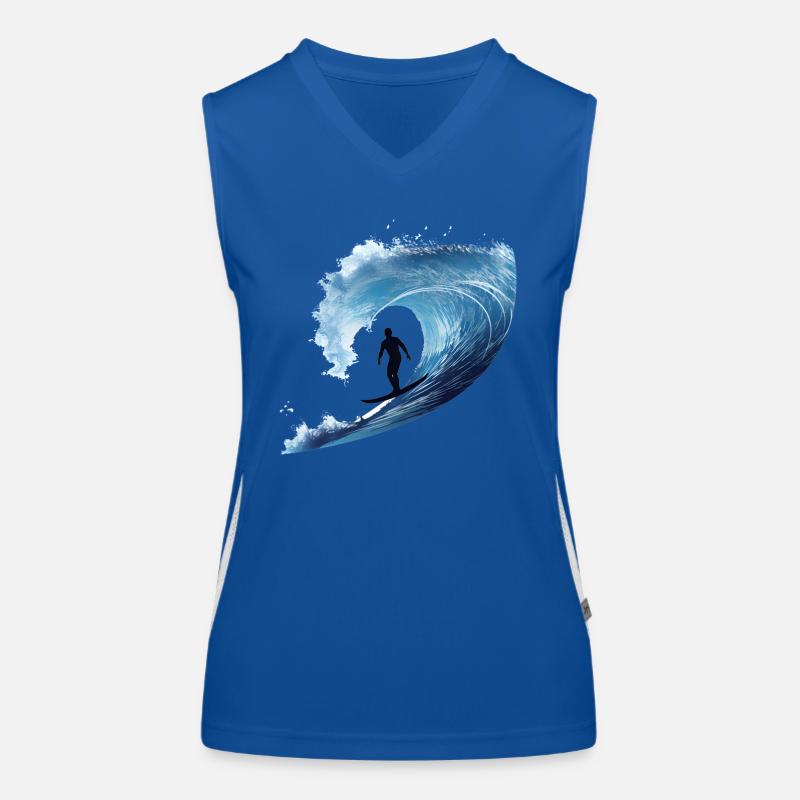 Surfers in whirlwind wave Women's Functional Contrast Tank Top