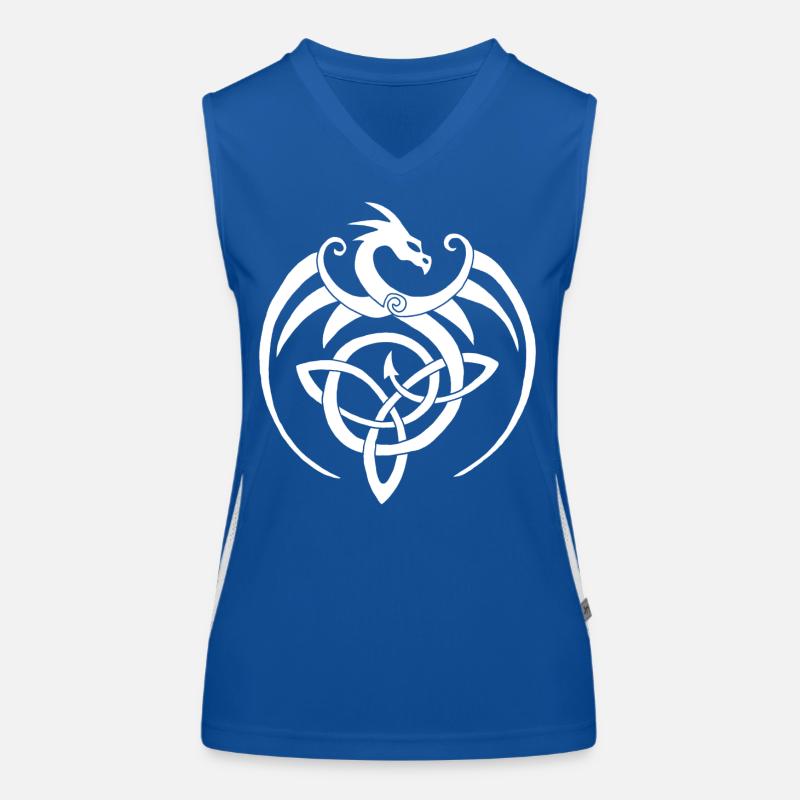 Dragon blanc et symbole celte Débardeur respirant contrasté Femme