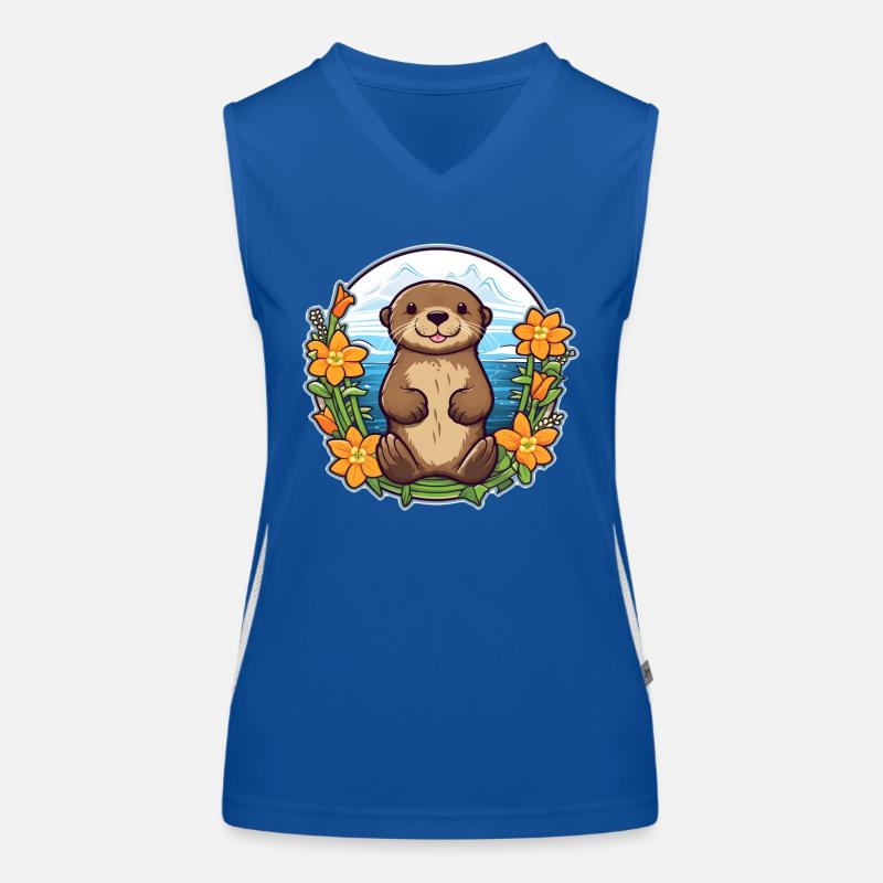 Cute otter design | Summer vibes | flowers Women's Functional Contrast Tank Top