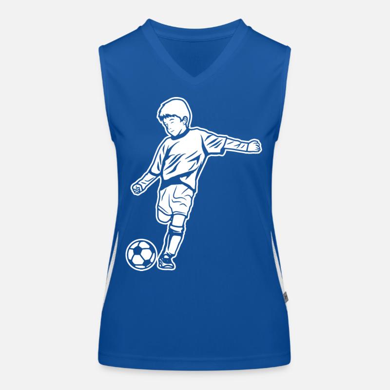 Fußball Junge Zeichnung Funktionelles Kontrast-Tank Top für Frauen