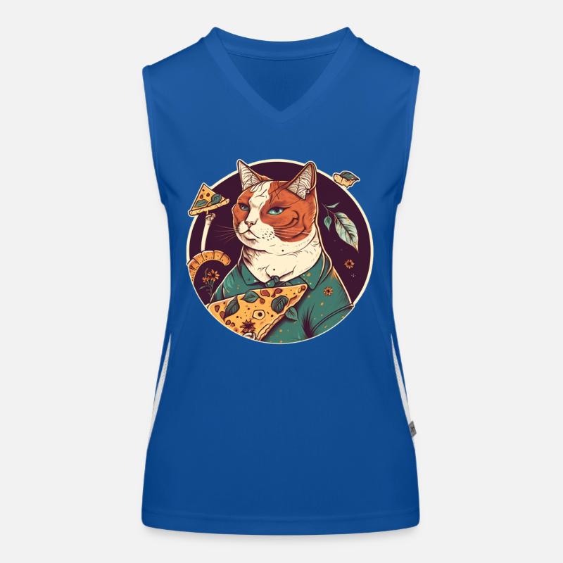 katze mit Pizzastücken Funktionelles Kontrast-Tank Top für Frauen
