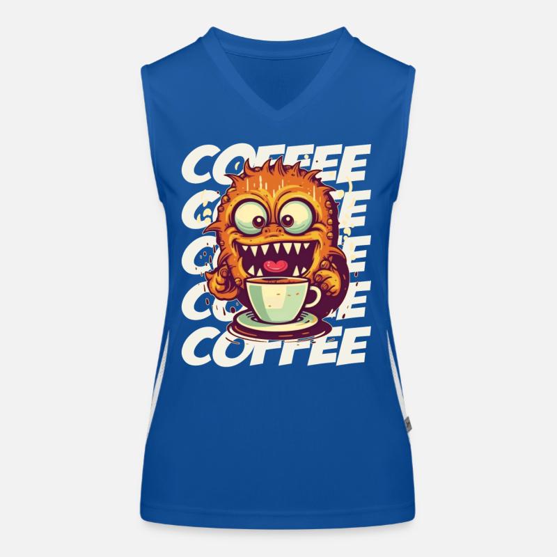 Kaffeemonster mit Schriftzug Funktionelles Kontrast-Tank Top für Frauen