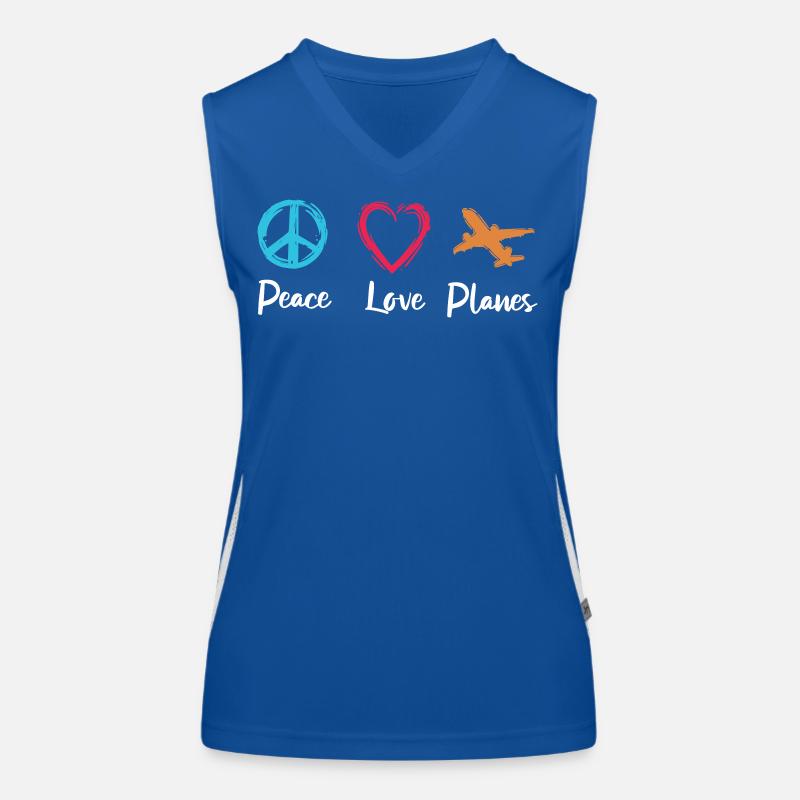 Frieden Liebe Flugzeuge Funktionelles Kontrast-Tank Top für Frauen