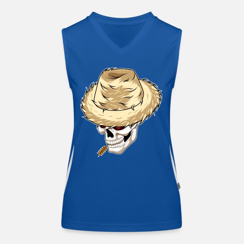 Skull Farmer Wheat Farm Women's Functional Contrast Tank Top