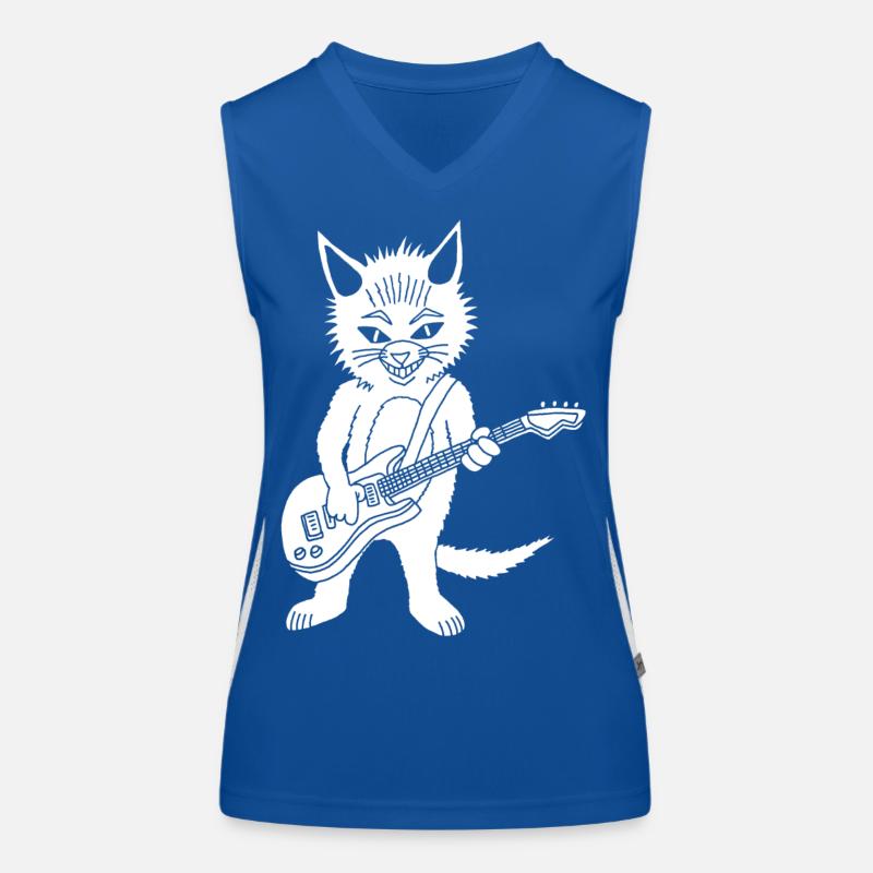 Gitarrist der weißen Katze Funktionelles Kontrast-Tank Top für Frauen