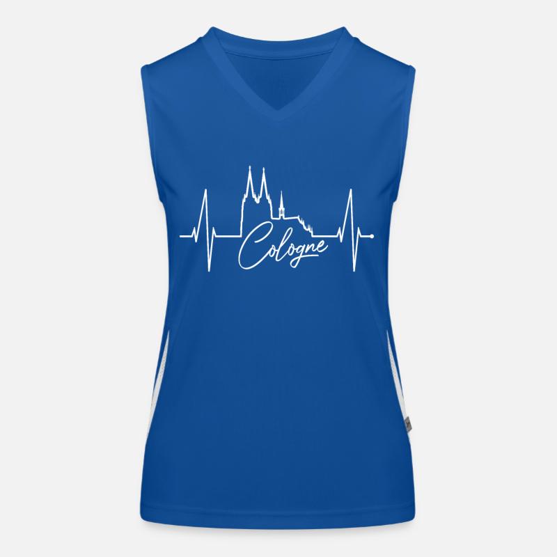 Köln Skyline Herzschlag Herz Kölsch Liebe Kölner Funktionelles Kontrast-Tank Top für Frauen