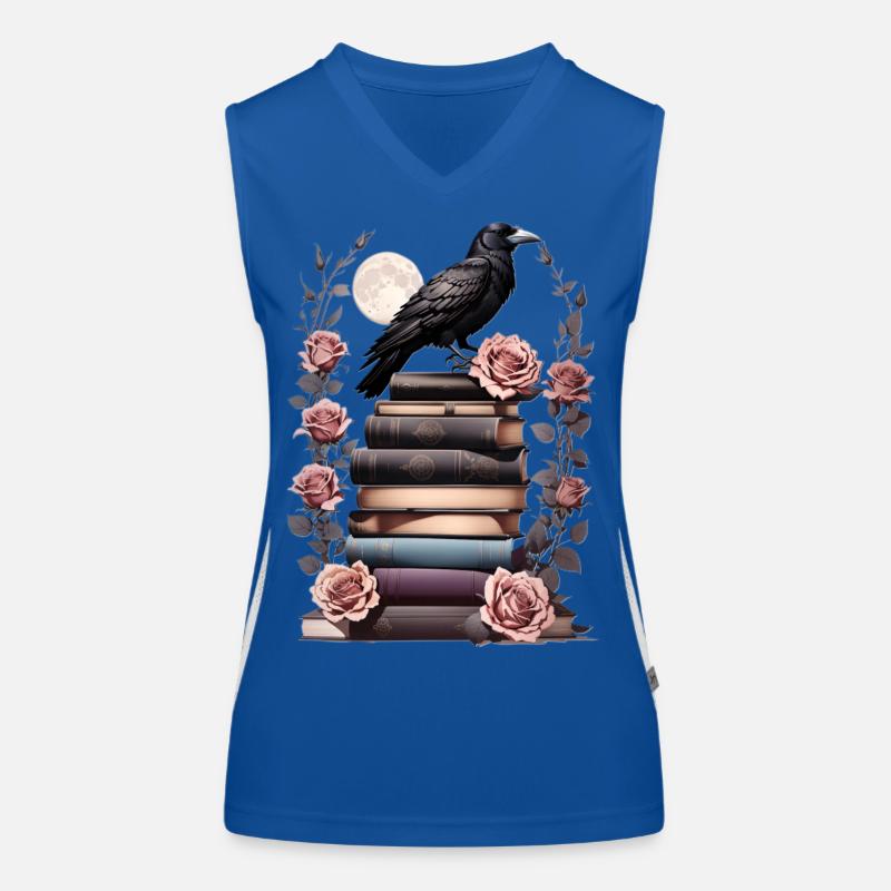 Bücherstapel mit Rabe Funktionelles Kontrast-Tank Top für Frauen