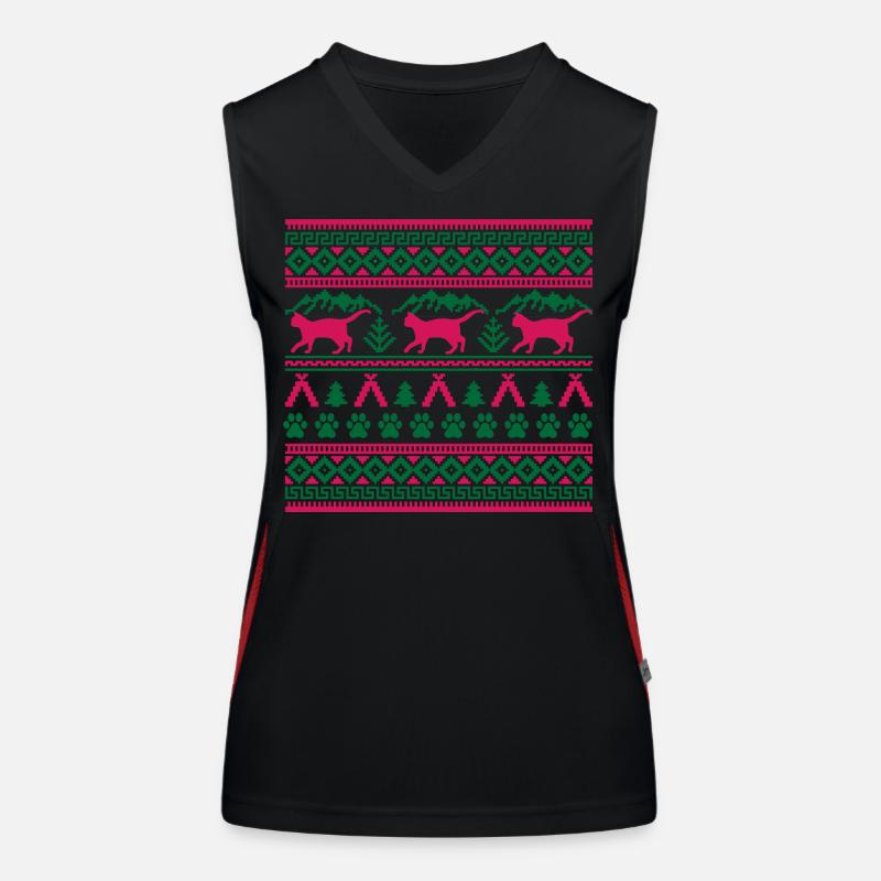 Chat de Noël Pull de Noël moche cadeau Débardeur respirant contrasté Femme