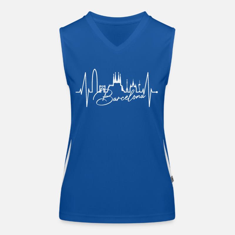 Barcelone Skyline Espagne Heartbeat Fan Barcelone Débardeur respirant contrasté Femme