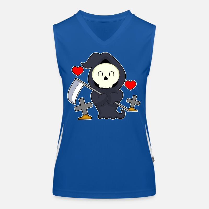 Grim Reaper Halloween Grave Women's Functional Contrast Tank Top