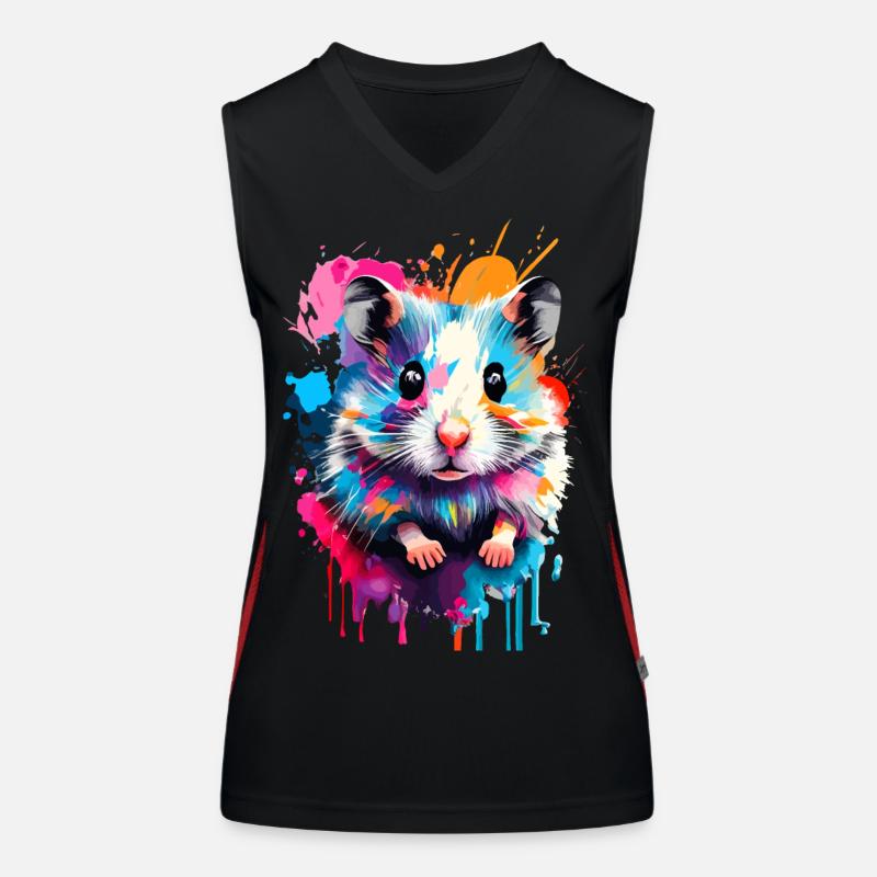 Hamster Farbenfroh - Feldhamster Goldhamster Nager Funktionelles Kontrast-Tank Top für Frauen