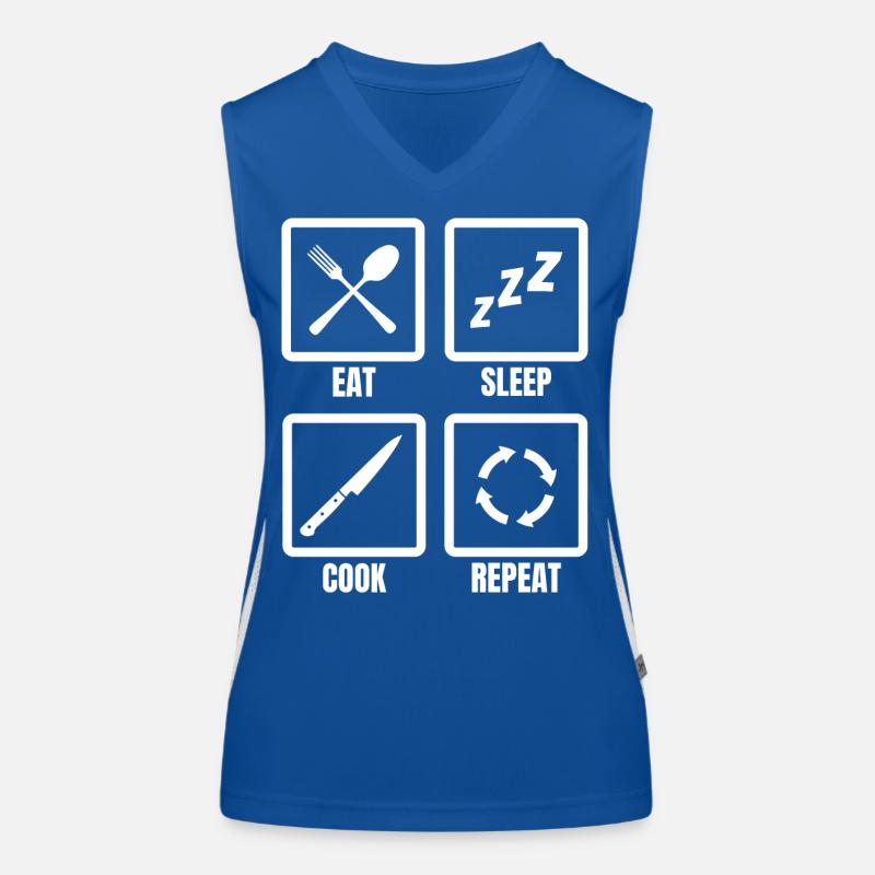 Eating, sleeping, cooking, repeating Women's Functional Contrast Tank Top