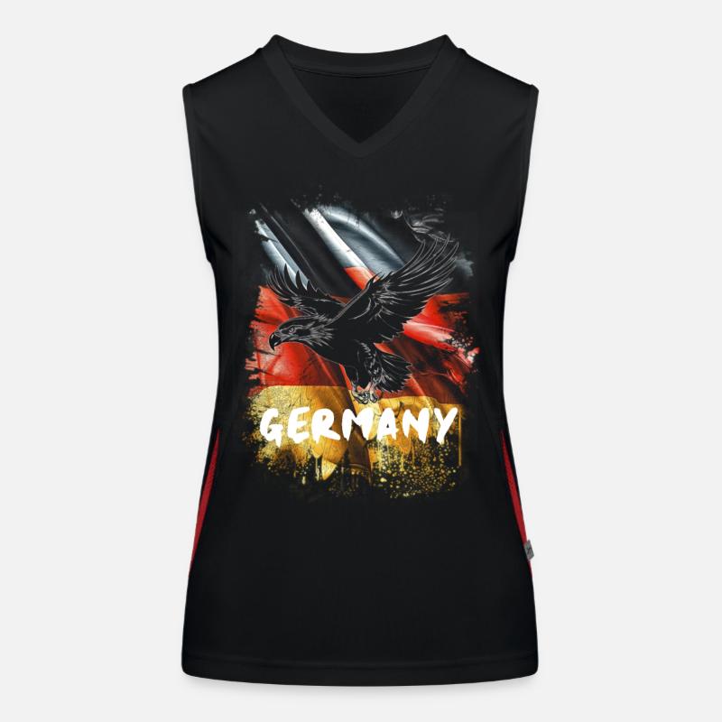 German eagle with Germany flag Women's Functional Contrast Tank Top