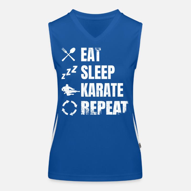 Eat Sleep Karate Repeat Funktionelles Kontrast-Tank Top für Frauen
