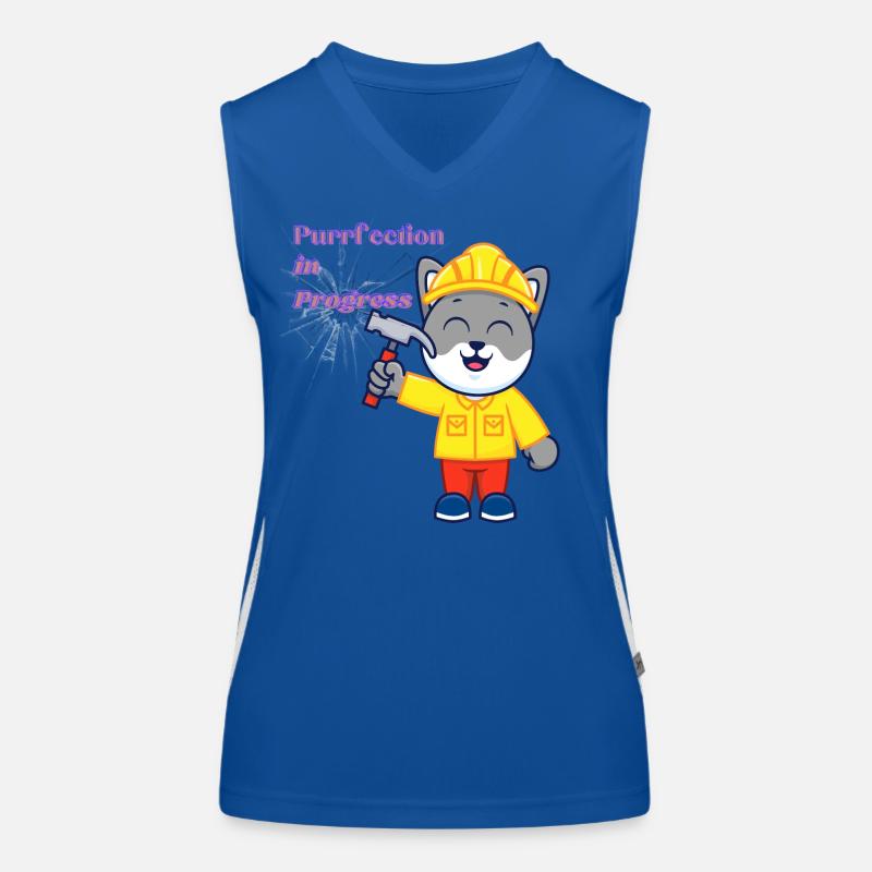 Hardworking Cat in Construction Suit Women's Functional Contrast Tank Top