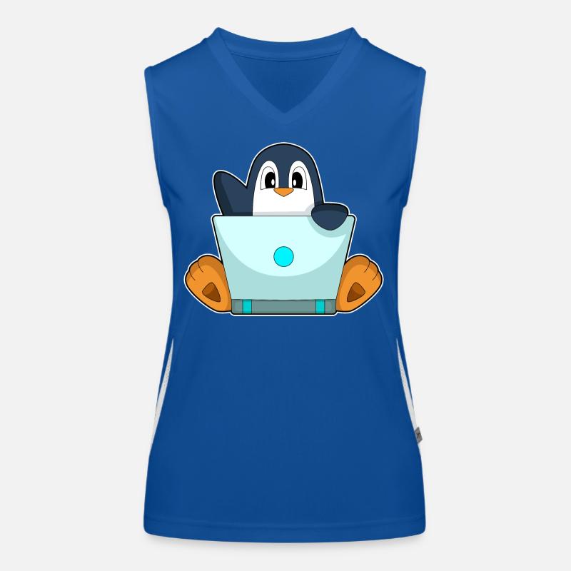 Pinguin Laptop Funktionelles Kontrast-Tank Top für Frauen