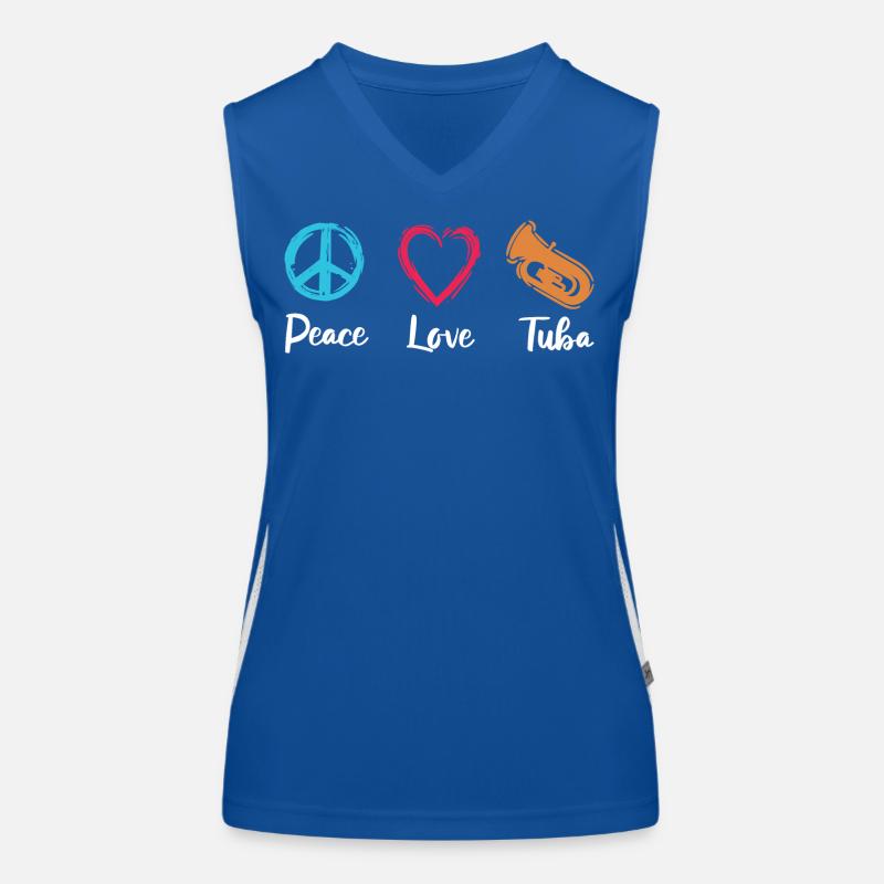 Frieden Liebe Tuba Funktionelles Kontrast-Tank Top für Frauen