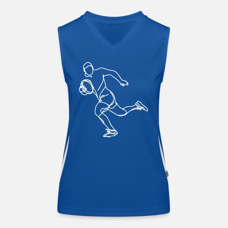 Rugby Player Drawing Women's Functional Contrast Tank Top