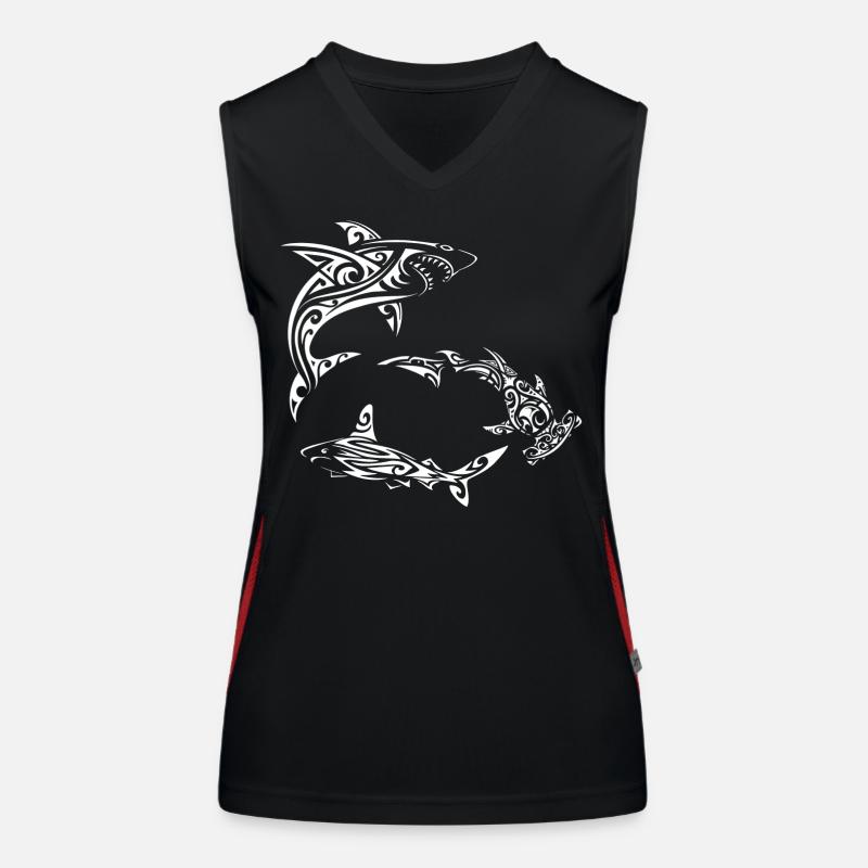 White Polynesian Sharks Women's Functional Contrast Tank Top