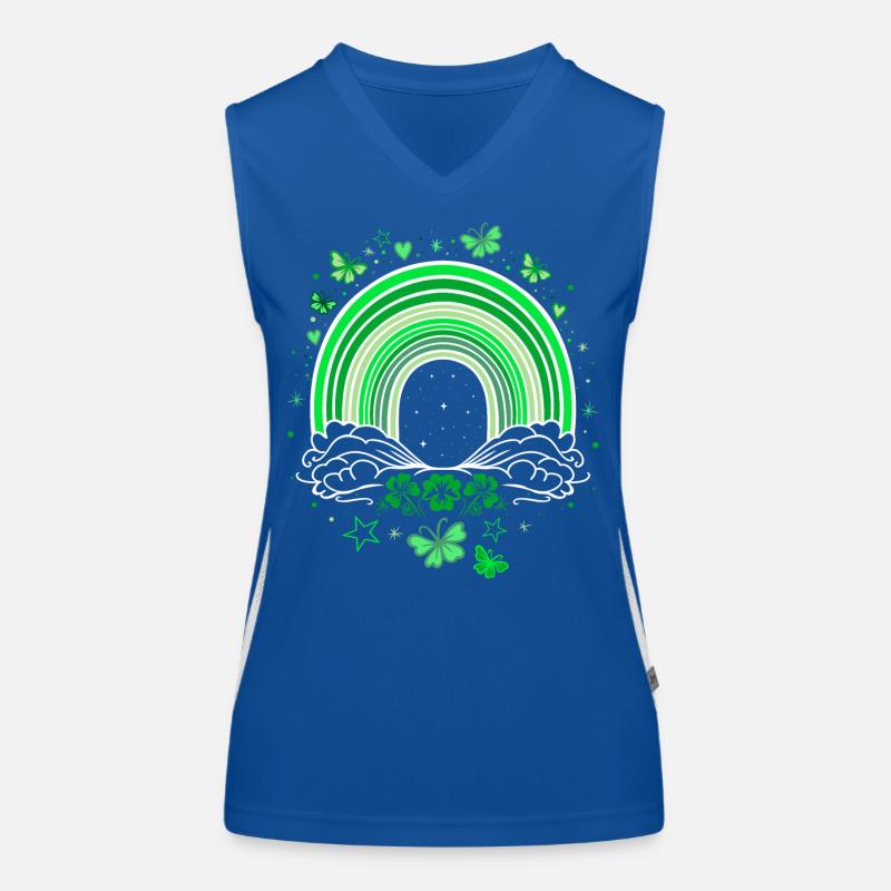 St Patricks Day Regenbogen mit Schmetterlingen Funktionelles Kontrast-Tank Top für Frauen