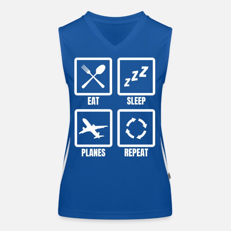 Eat Sleep Planes Repeat Funktionelles Kontrast-Tank Top für Frauen