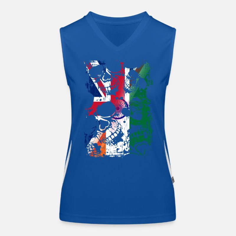 Royaume-Uni Inde Drapeau et crânes Débardeur respirant contrasté Femme