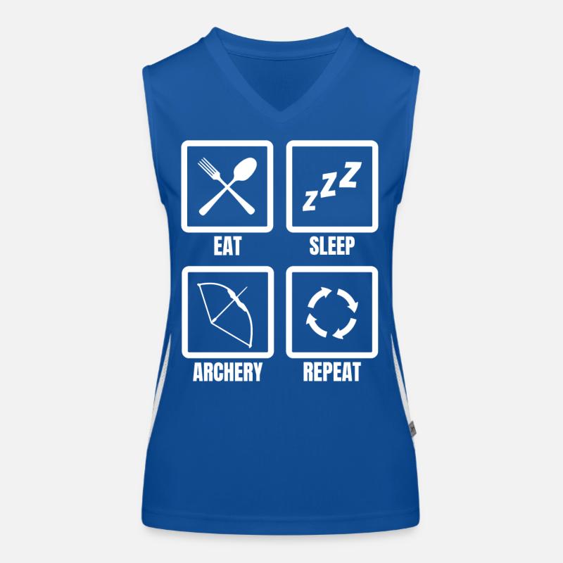 Eat Sleep Archery Repeat Funktionelles Kontrast-Tank Top für Frauen