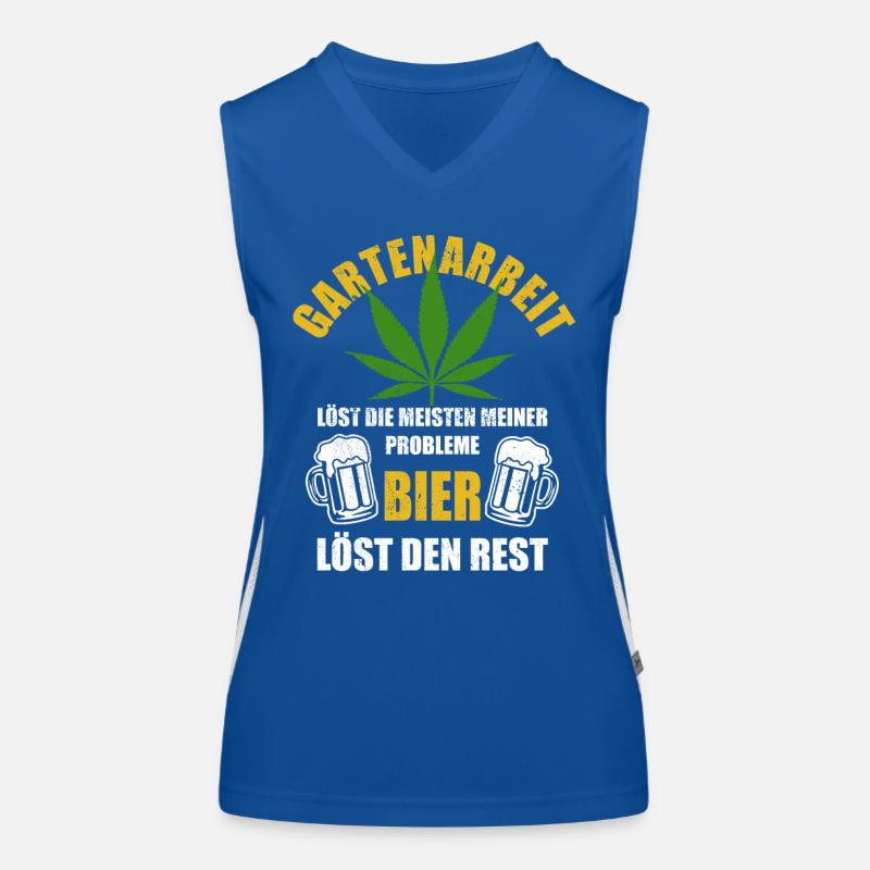 Hanf - Gartenarbeit löst Probleme - Bier Spruch Funktionelles Kontrast-Tank Top für Frauen