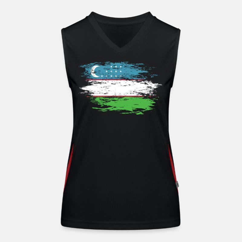 Drapeau de l’Ouzbékistan utilisé Débardeur respirant contrasté Femme